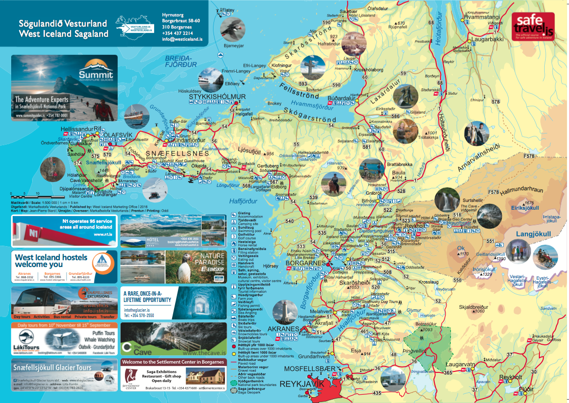 Kort Maps Vesturland Kort 2017 | Visit West Iceland Kort Maps